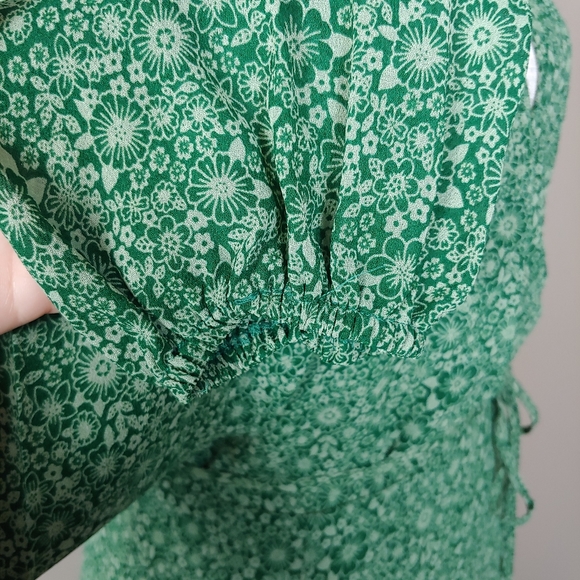 Like New Reformation Green Rosebud Mini Wrap Dress - Picture 11 of 13